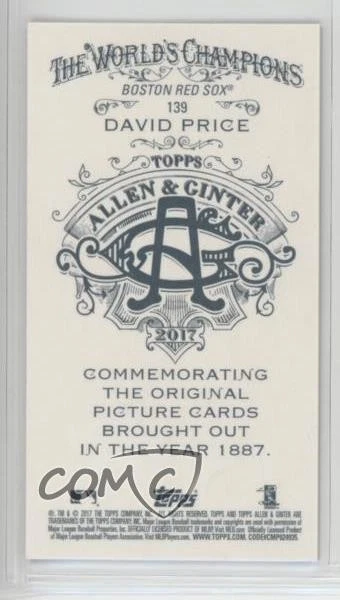 2017 Topps Allen & Ginter's X Mini David Price #139 - Image 2 of 2