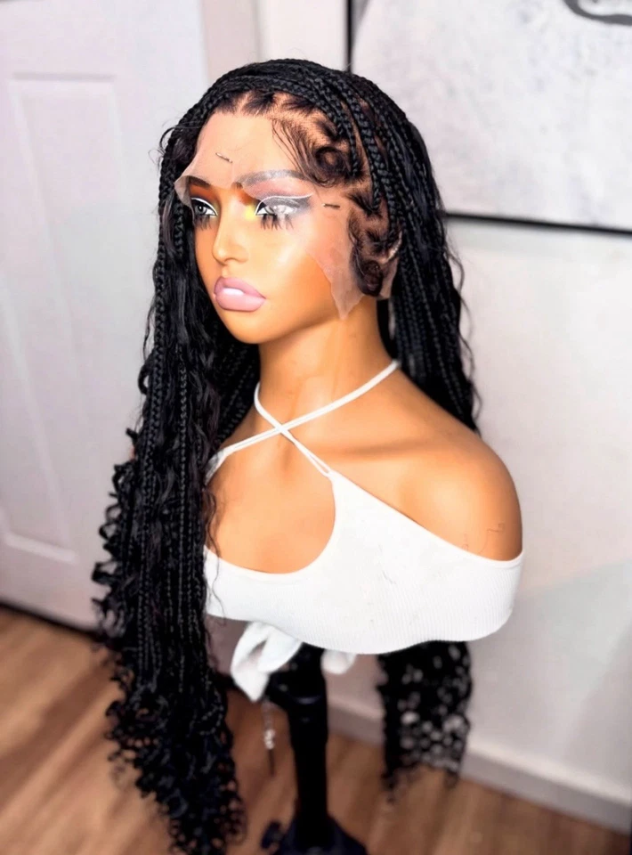 Full Lace Boho Human Hair Braided Wig For Women. - Image 4 of 4