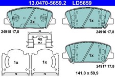 Bremsbelagsatz Scheibenbremse ATE Ceramic 13.0470-5659.2 für KIA HYUNDAI CEE GD