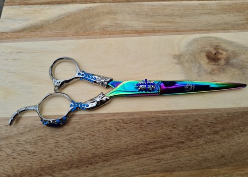 Tijeras de peluquería japonesas profesionales antiguas premium arco iris | tijeras de corte de pelo | - Imagen 3 de 7