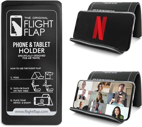 Foldable Airplane Phone Holder-Flexible Mobile Stand for Desk & Bed-Black - Picture 8 of 11