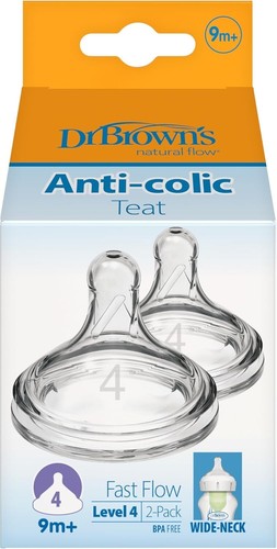 2-Pack Dr. Brown's Fast Flow Silicone Teats - Anti-Colic for Comfortable Feeding - Picture 4 of 10