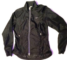 NIKE Women's Lightweight BlackFull Zip Windbreaker Track Jacket Size S Small