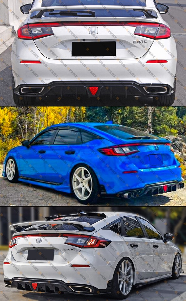 FOR 22-26 HONDA CIVIC HATCHBACK FL1 FL2 YOFER V1 GLOSSY LED REAR BUMPER DIFFUSER