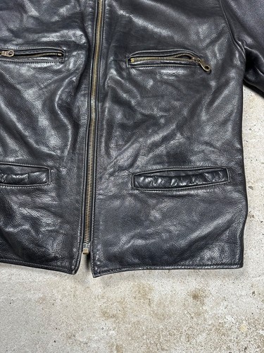 Vintage 90s Flyers Black Leather Jacket Riri Zip Utility rare - Picture 10 of 16