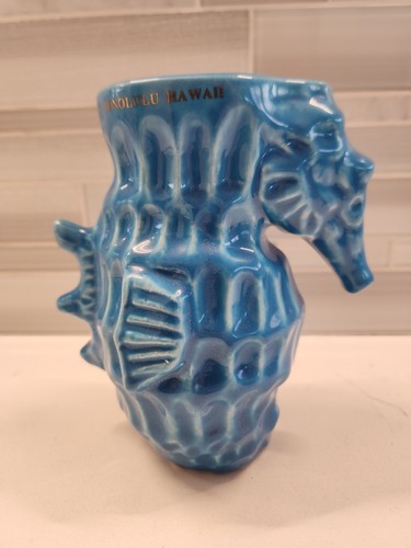 Fishermans Wharf Kewalo Basin Honolulu Hawaii Seahorse Tiki Mug Louie B Ceramics