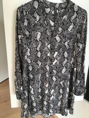 jean pascale blusen kleid 38 schlangen python print schwarz grau boho blogger