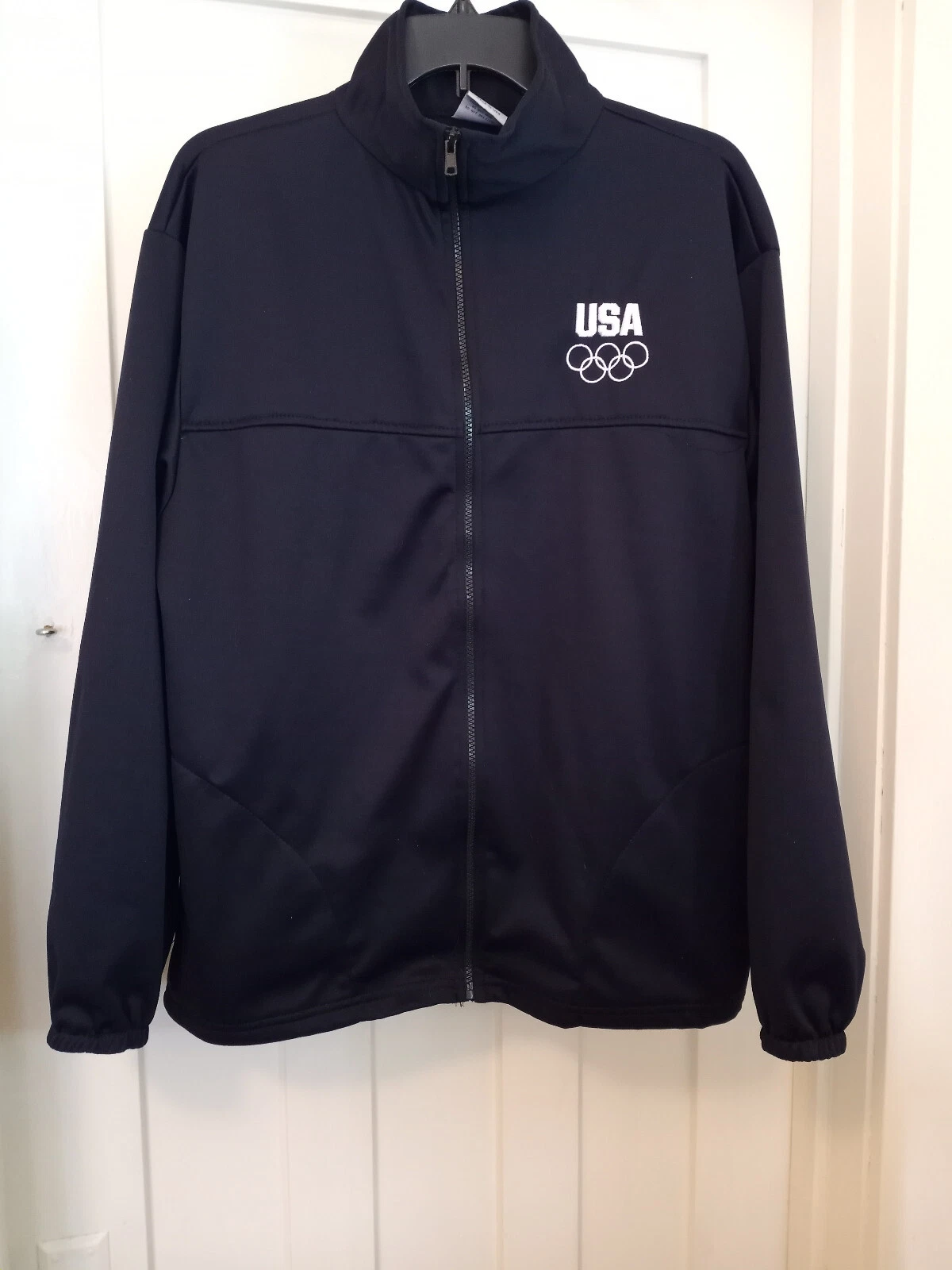 United States Olympic Team USA Logo Track Jacket Large Blue Full Zip Sz Large