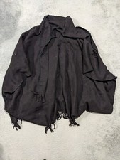 Lanificio Del Peru Poncho Womens Wrap Shawl Alpaca Fringe Black
