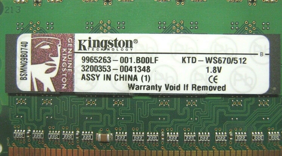Ram 512MB 240 Pin KTD-WS670/512 DDR2, 400MHz, PC-3200, CL3, Reg-ECC, 1.8V - Image 3 of 4