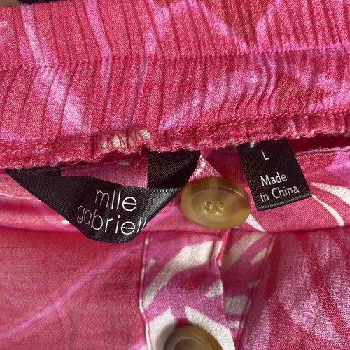 Mlle Gabrielle Skirt Sz L. Pink Floral Button Front Midi Retro Look - Picture 3 of 9