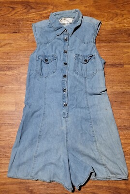 Vintage California Gold Rush Denim Romper Playsuit Y2K L