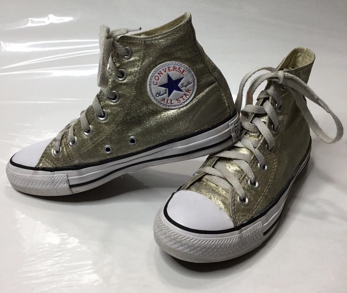 Gold Metallic Converse Sneakers US EU 37 Athletic Taylor Womens | eBay