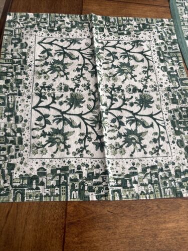 Judaica TableCloth Round Green/cream & 6 Napkins - Picture 5 of 8