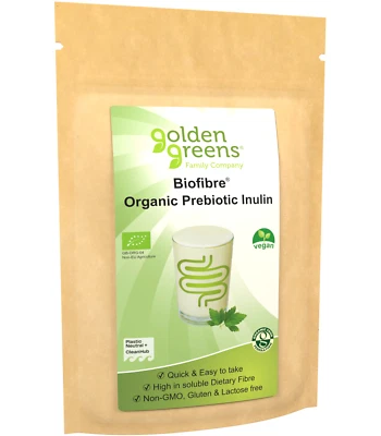Organic Prebiotic Inulin Powder 250g Golden Greens 91% Fibre | Digestive Health