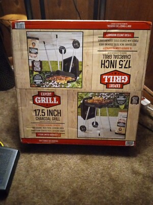 Expert Grill 17.5'' Square Steel Charcoal Grill With Wheels, Easy Assembly, Black