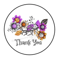 THANK YOU HALLOWEEN FLOWERS ENVELOPE SEALS LABELS STICKERS PARTY FAVORS
