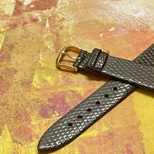 Flach konisch glänzend braun Eidechse 20 mm Vintage Uhrenarmband Made in Italy 1960er Jahre Neu aus aly - Bild 5 von 5