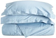 Egyptian Cotton 400 Thread Count Solid Duvet Cover Set Superior Blue Full/Queen
