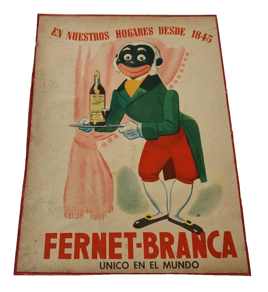 Cartel Fernet Branca Argentina De Colección 1950 Cartel de Anuncio Estilo Retro Bartender - Montado Foto 2 de 4