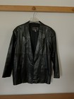 Womens Vintage Black Leather One Button Jacket Blazer Size M/L — photo 1