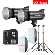 US 2X Godox SK400II Studio Flash Monolight+X2T Trigger+60*90cm Softbox Stand Kit