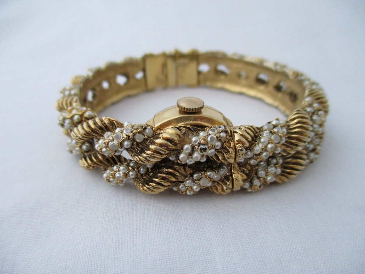 その他サービス | 福利厚生 Toned Gold Ladies Watch Sheffield Faux Band Cuff Pearl アナログ(手巻き)