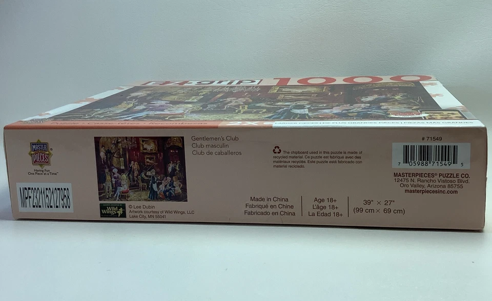 Master Pieces Jigsaw Puzzle - Gentlemen’s Club - Oversized EZ Grip 1000 Pieces - Image 2 of 4