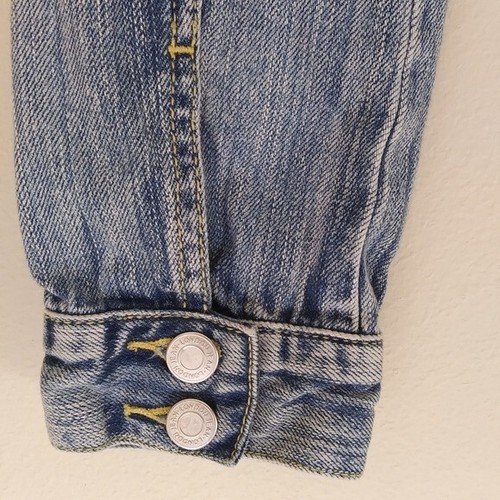 Victoria's Secret London Jean Jacket Size S Blue Cropped Faded Distressed Zip Up - Picture 9 of 13