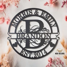 Personalized Family Name Metal Signs, Monogram Wall Decor, Custom Last Name Sign