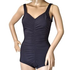 Vintage USA Union Made One Piece Swimsuit Women's 10/32-READ Bombshell Black