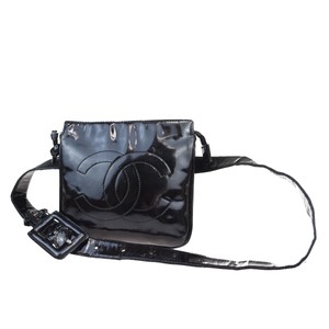 black patent bum bag