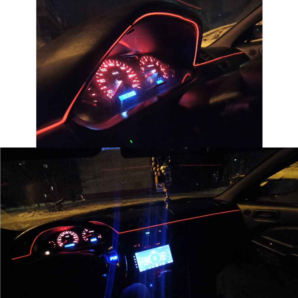 5MRed LED Car Interior Decor Atmosphere Wire Strip Light Lamp Auto