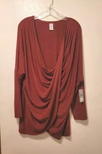 NWT Splendid Studio Active Jersey Women's Draped Tunic Long Sleeve Top Size L 
