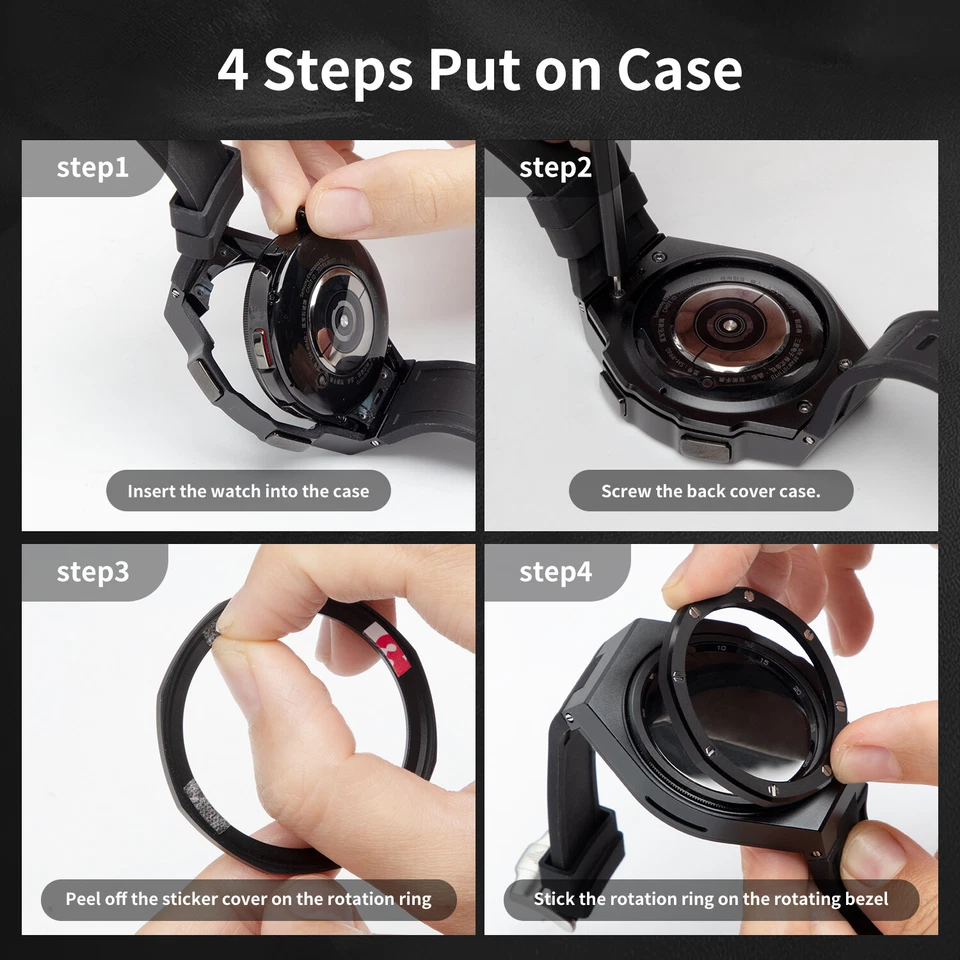 Funda de aleación de zinc correa de goma para reloj Samsung Galaxy 6Clásico 43/47 mm kit mod Foto 4 de 4