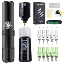 Dragonhawk S6 Tattoo Pen Kit Rotary Tattoo Machine Mcore-C1 Tattoo Cartridges