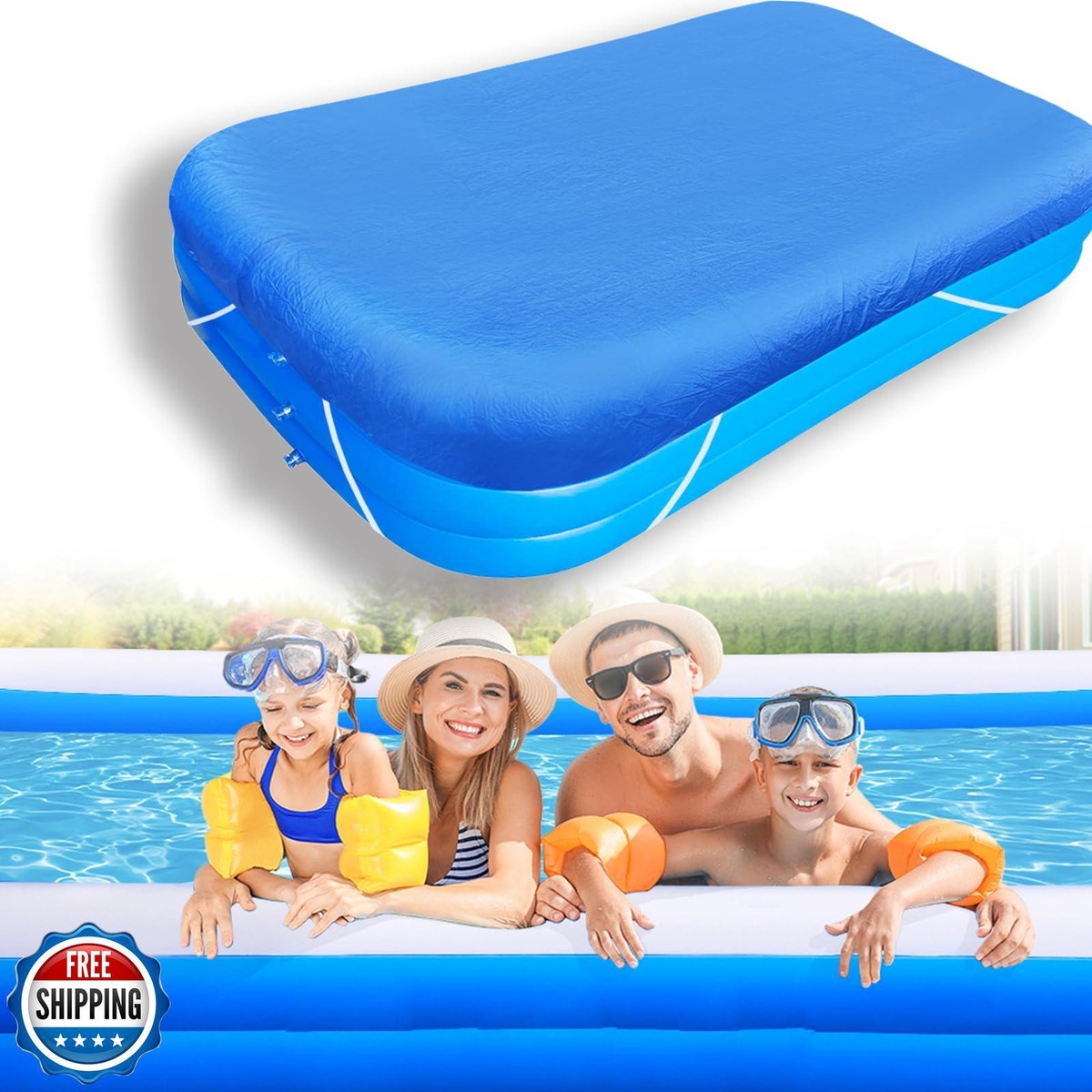 Rectangle Pool 130 X 72 In Rectangle Inflatable PE 10ft Large