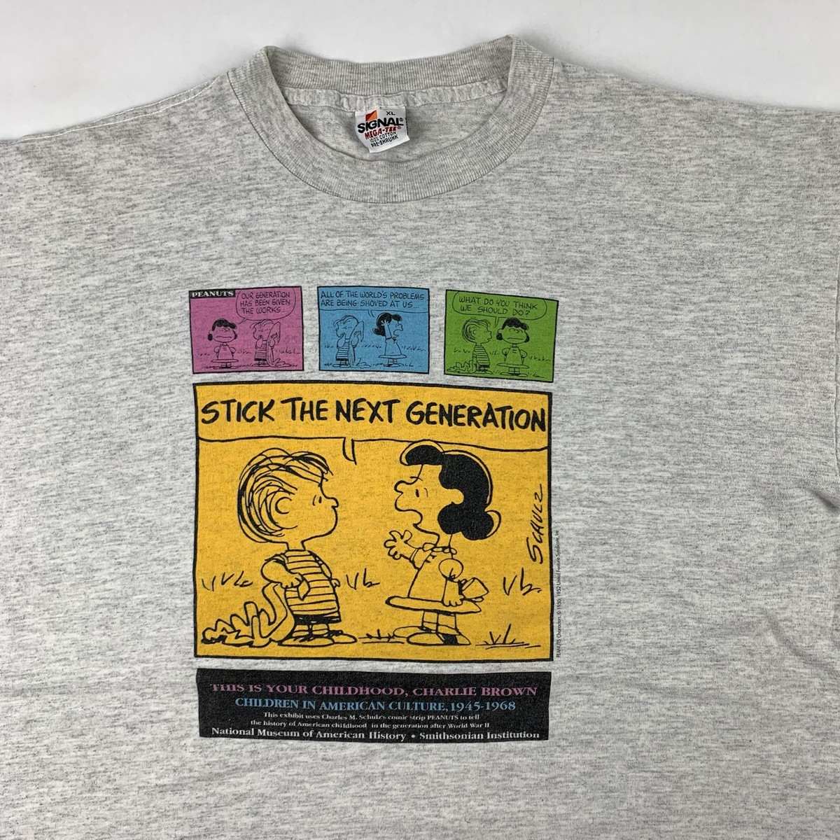 VTG 90s Peanuts Charlie Brown T-Shirt XL X-Large Stick The Next