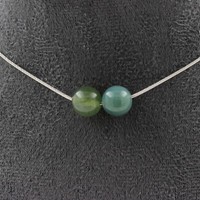 Halskette 2 Perlen Achat Schaum 8 Mm. Kette Aus Edelstahl Halskette Damen