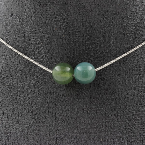 Halskette 2 Perlen Achat Schaum 8 Mm. Kette Aus Edelstahl Halskette Damen-image