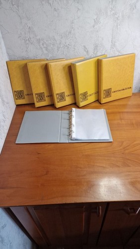 Briefealben 6 Album (4 Ringe) ohne Schuber Leer gelb für Briefe, Postk., ETB