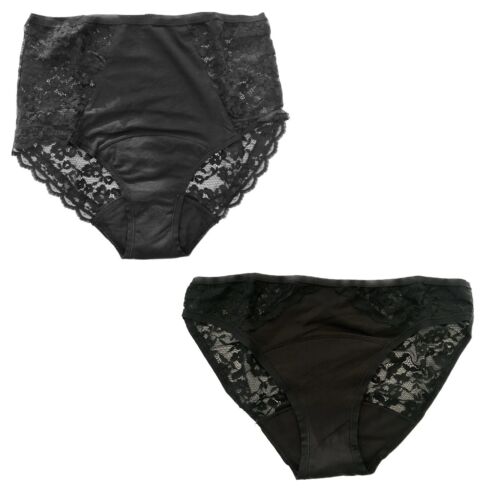 Calzoncillos de protección Período Menstrual Knickers Ex M*S pantalones negros de encaje de flujo pesado - Imagen 1 de 7