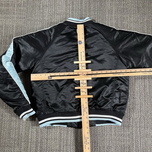 Southpole Varsity Bomber Jacket Large Black Blue Quilt Spellout Logo Streetwear - Picture 13 of 21