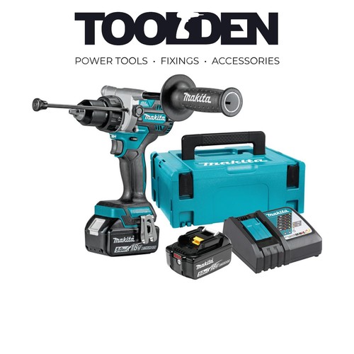 Makita DHP486RTJ 18V LXT Brushless Combi Drill with 2x 5.0Ah Batteries - Picture 1 of 6