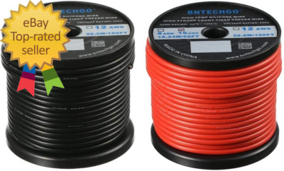 10 Gauge Silicone Wire Spool 50Ft Red and 50Ft Black Bundle