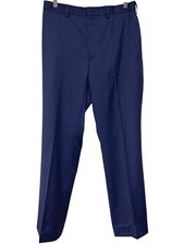 Lauren Ralph Lauren Men's Black Label Wool Pin Stripe Navy Blue Dress Pants 32