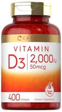 Vitamin D3 2000 IU Softgels | 400 Count | Non-GMO, Gluten Free | by Carlyle