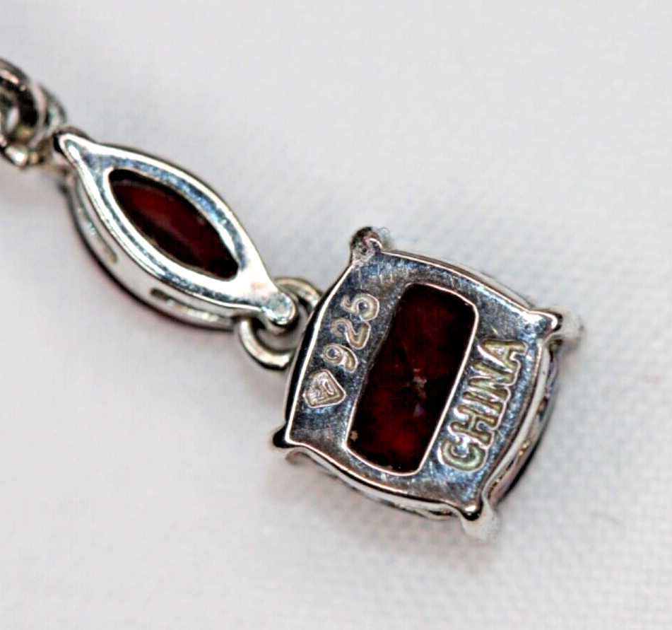 Signed Sterling Silver 925 Earrings Ruby Red Auro… - image 8