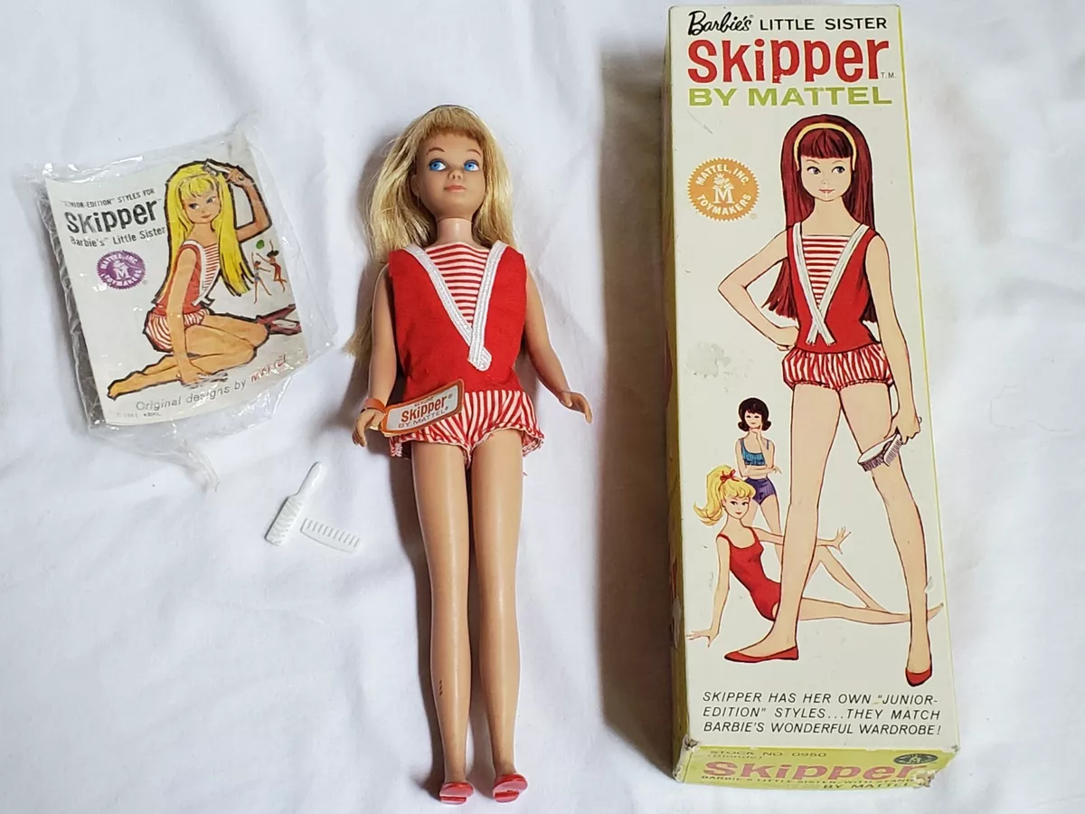 Vintage 1963 Skipper Doll (Barbie's sister) with 2 Outfits