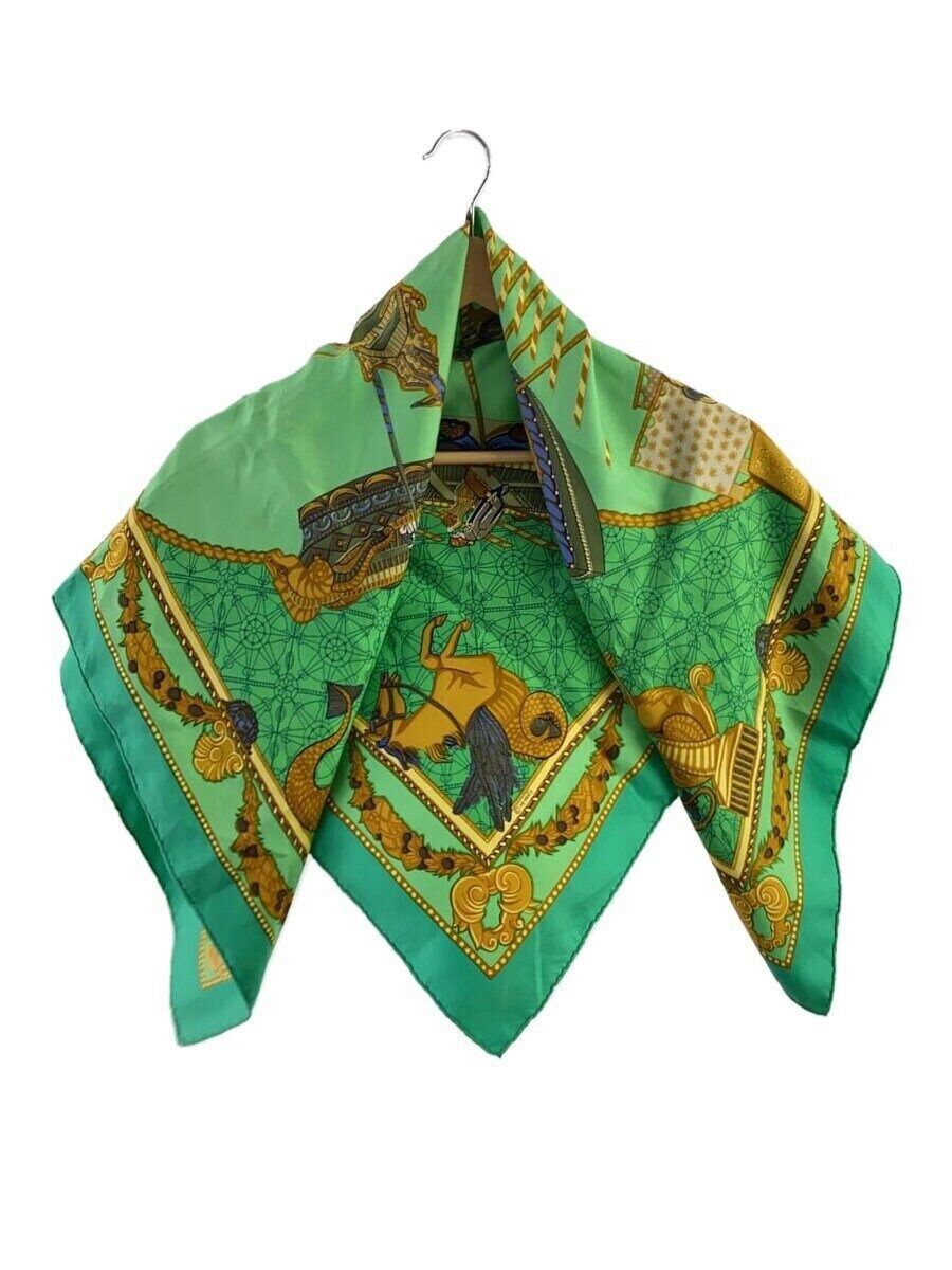 HERMES エルメス プチカレ シルク　緑　花柄 HERMES エルメス プチカレ シルク 緑 花柄